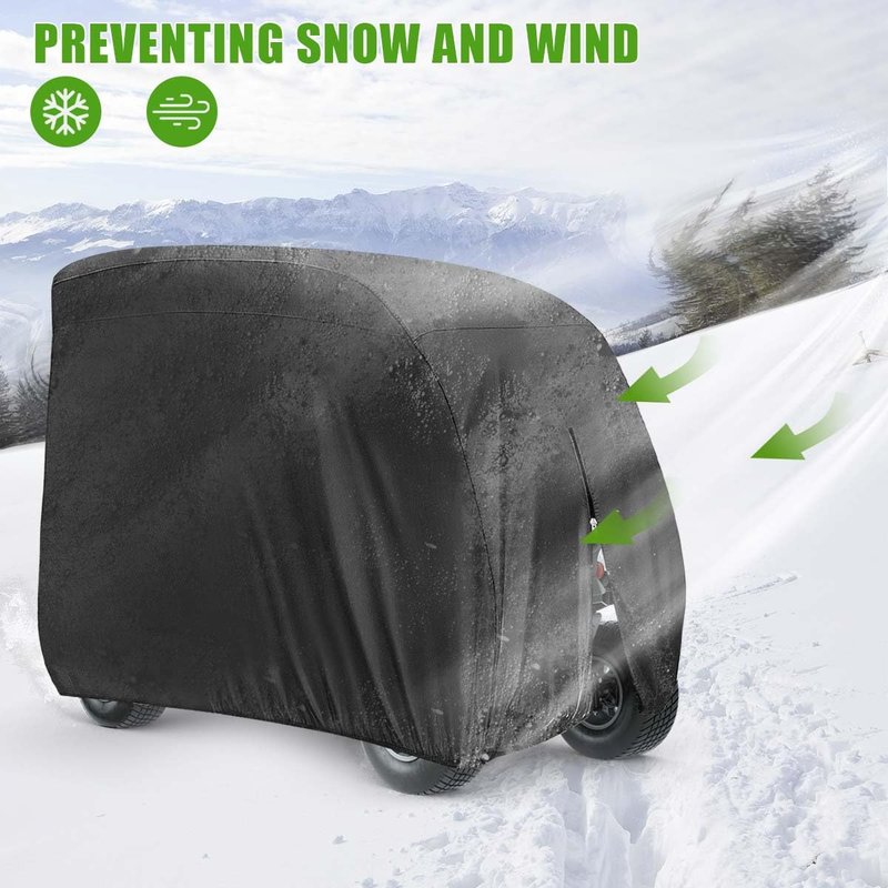 KISEER 4 Passenger 420D Waterproof Golf Cart Cover fits EZ GO Club Car Yamaha, Sunproof Dustproof (Black, 112 Inch)
