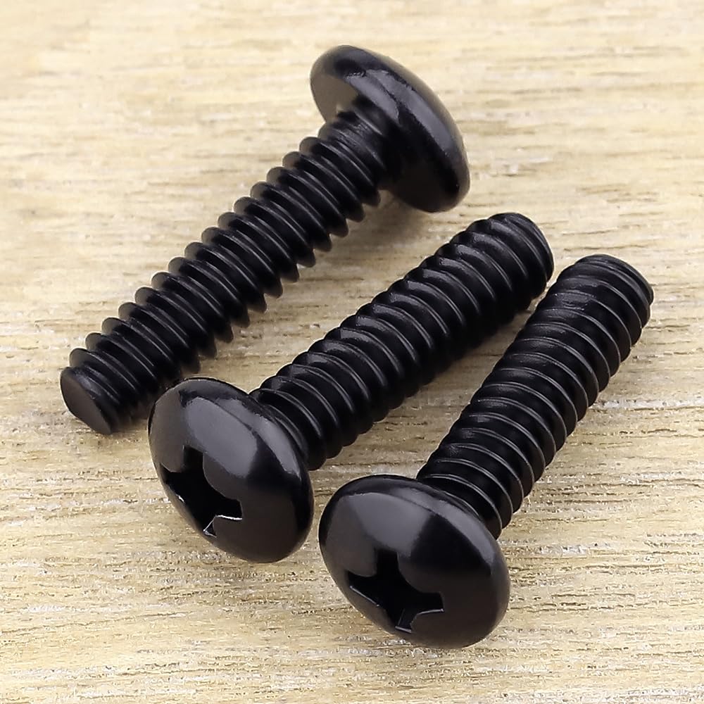 #10-32 x 1 Pan Head Machine Screws Black, Phillips Drive, 304 Stainless Steel 18-8, Black Oxide Coated Finish, Corrosion Resistant Round Head Machine Screws, Full Thread, Coarse Thread, 50 PCS