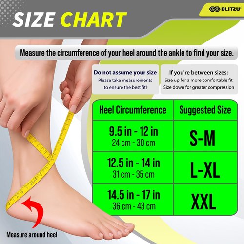 BLITZU Compression Socks - Plantar Fasciitis & Achilles Tendonitis Relief | Blue XXL Ankle Support