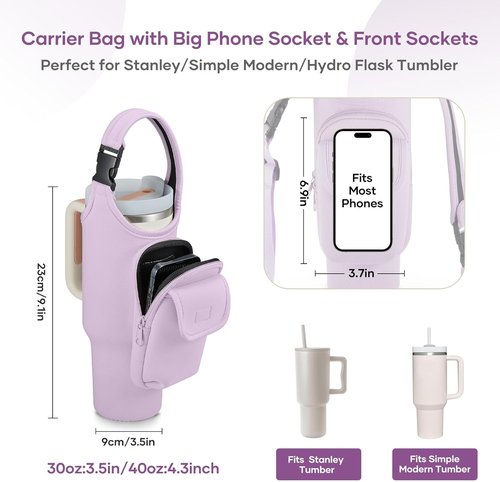 Bufilea Carrier Bag - Insulated Neoprene Crossbody Bag with Phone Holder for Stanley 40/30oz Tumbler