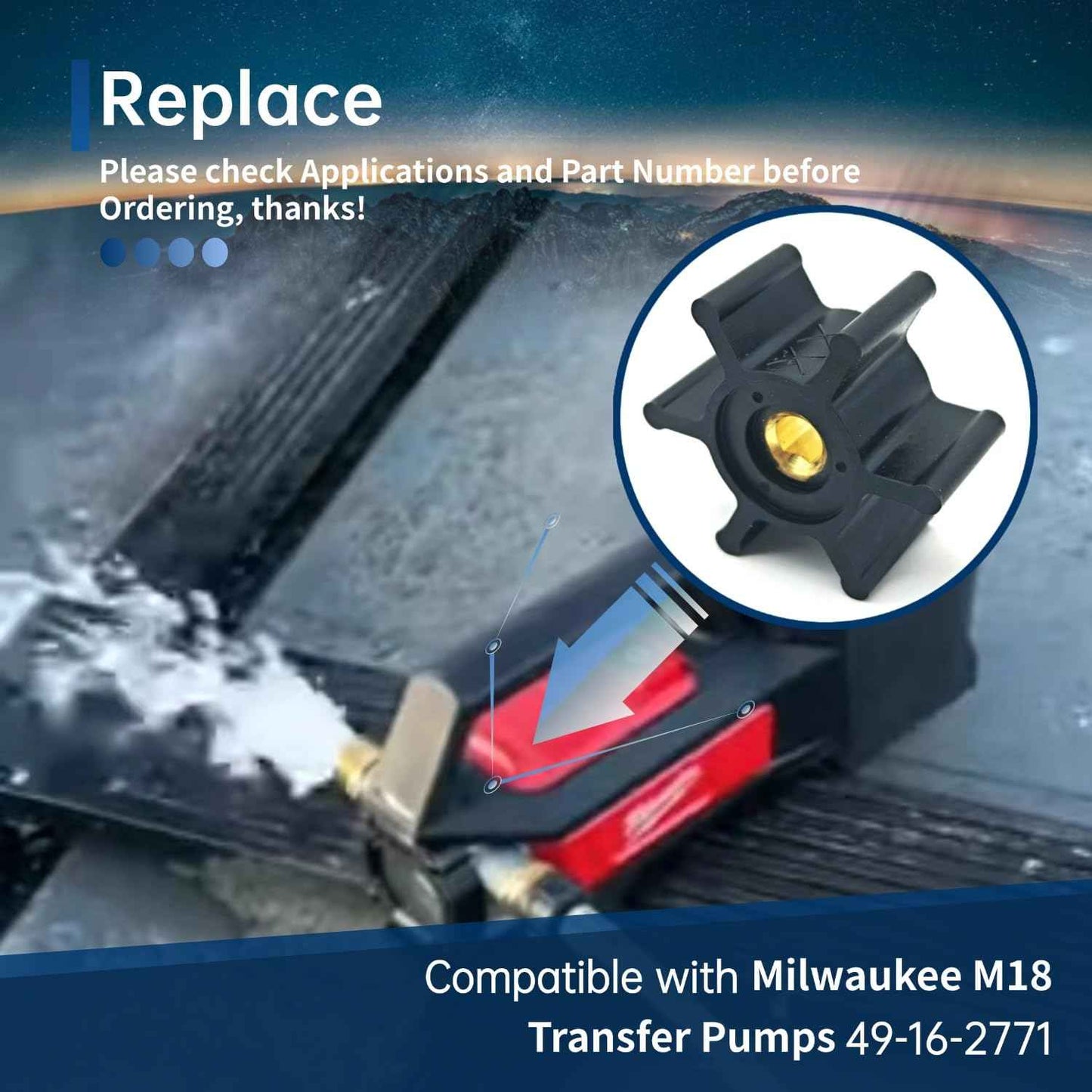 FREPURDO Brass Core Impeller & Seal Kit - Professional Grade Replacement for Milwaukee M18 Transfer Pump 2771-20, OEM 49-16-2771 Upgrade with FFKM O-Ring 