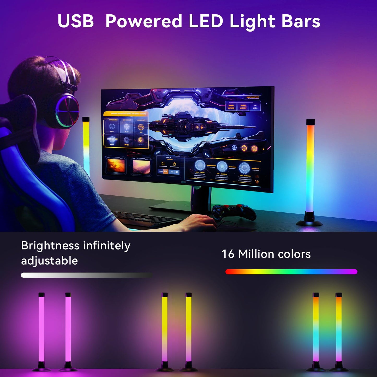 Ledagic Led Light Bar with Music Sync, Color Changing TV Backlight App & Remote Control, IC+RGB & W Smart RGB Light Bar, USB Powered Led Lights for TV, PC Room Monitor Backlight Gaming Accessories