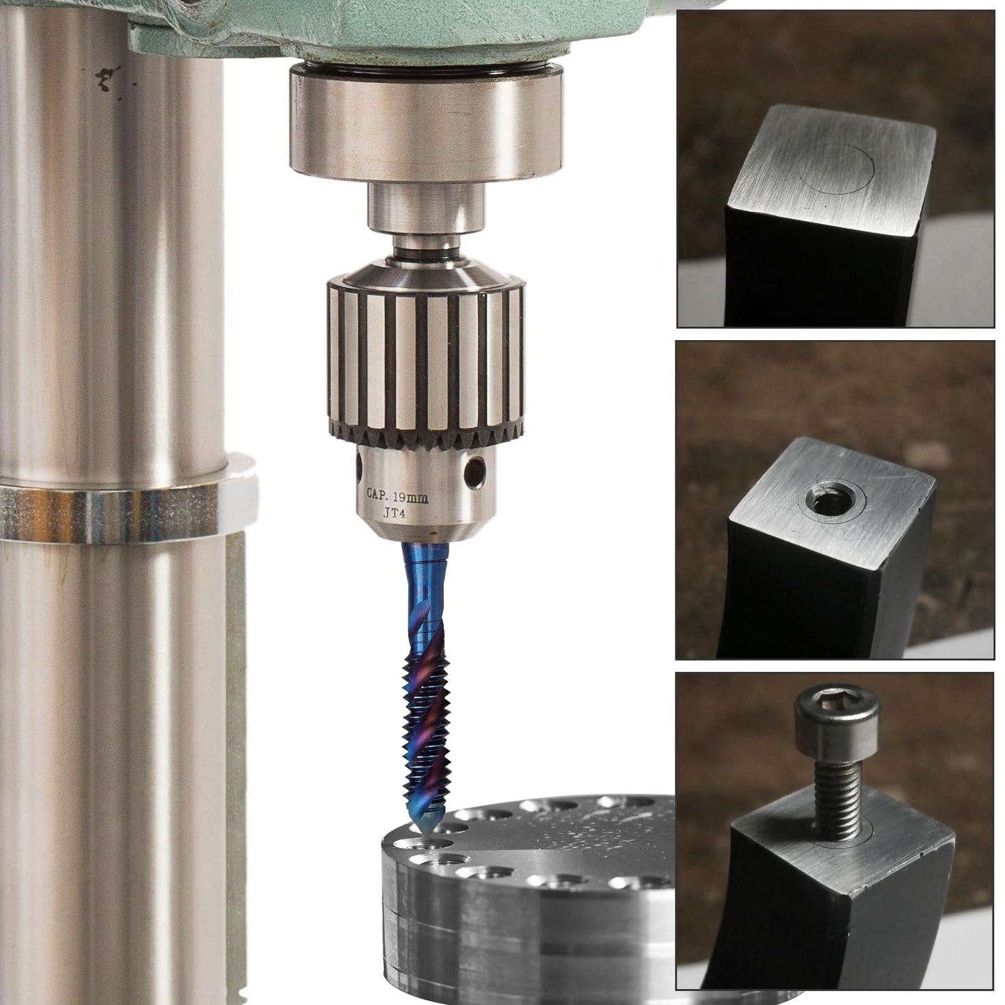 Yakamoz Spiral Flute Tap Set - 6Pcs SAE Tap Set Machine Tap Bits Screw Thread Tapping Tool for Metal, Wood, Plastic 6-32NC 8-32NC 10-24NC 10-32NC 12-24NC 1/4-20NC