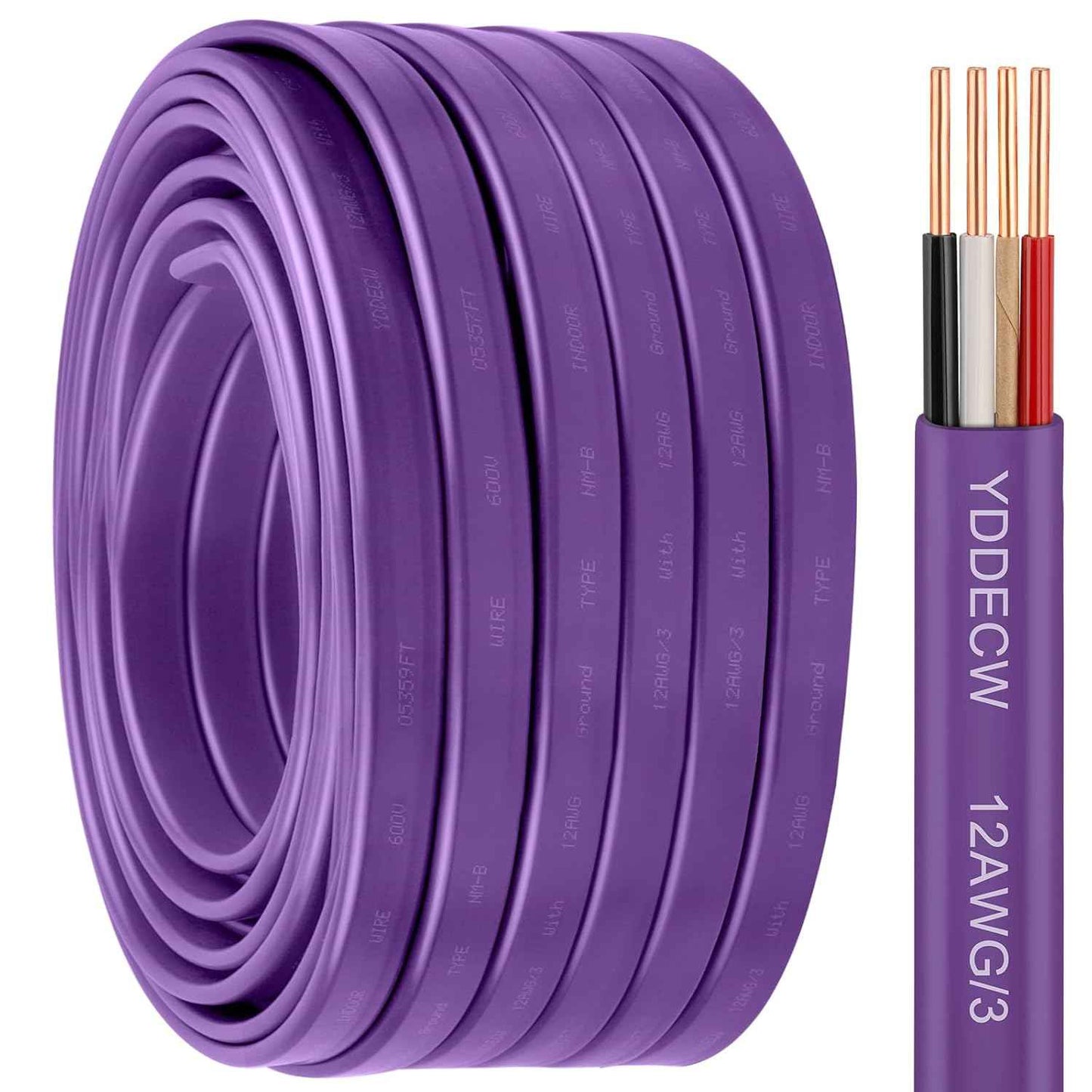 14 Gauge NM-B Wire with Ground - 50FT Pure Copper Indoor Electrical Cable for Outlets & Switches