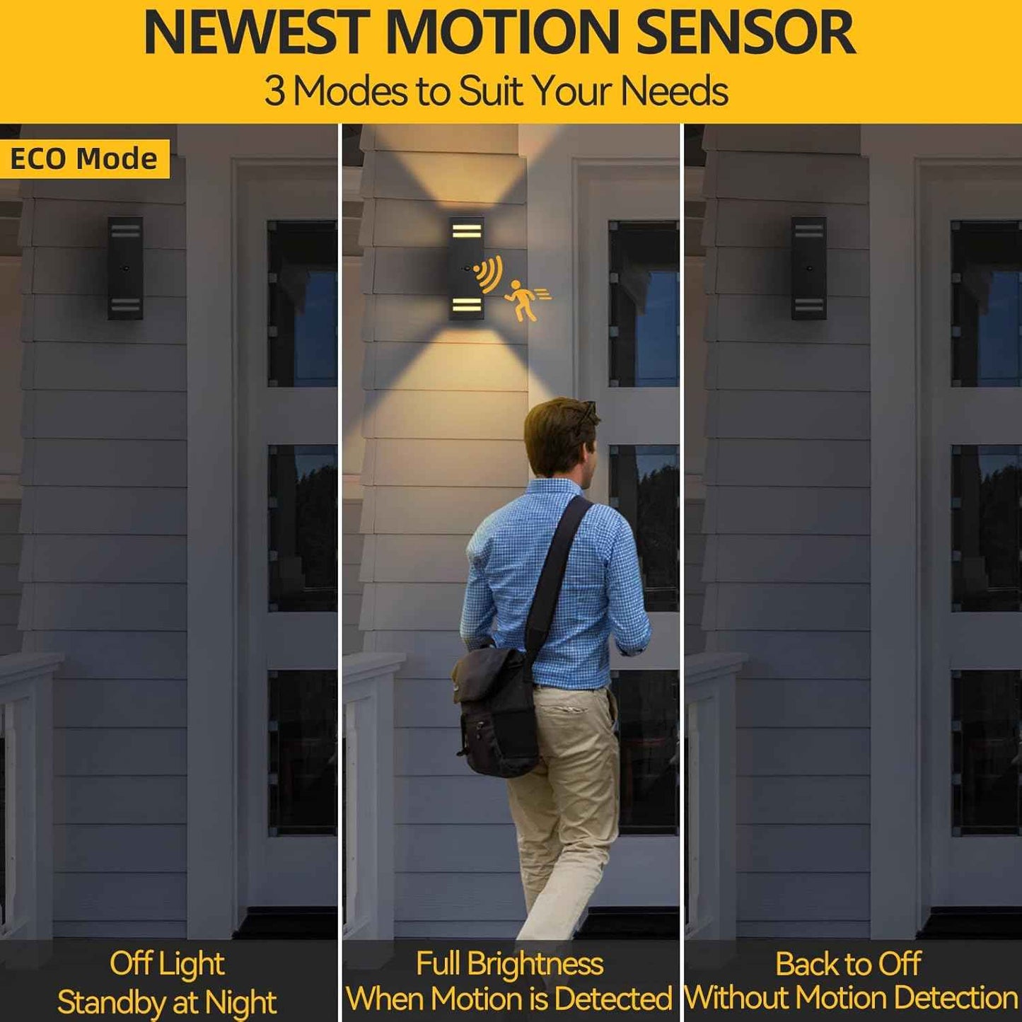 Modern Outdoor Wall Lights - Dusk to Dawn Square Matte Black Sconce with Bulbs, Aluminum Anti-Rust Up & Down Lighting for Porch & Garage
