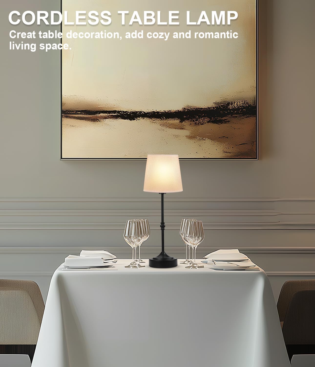 Rechargeable Cordless Touch Table Lamp - 5000mAh Battery, 3-Level Dimmable, Portable Brass Night Light for Home & Patio