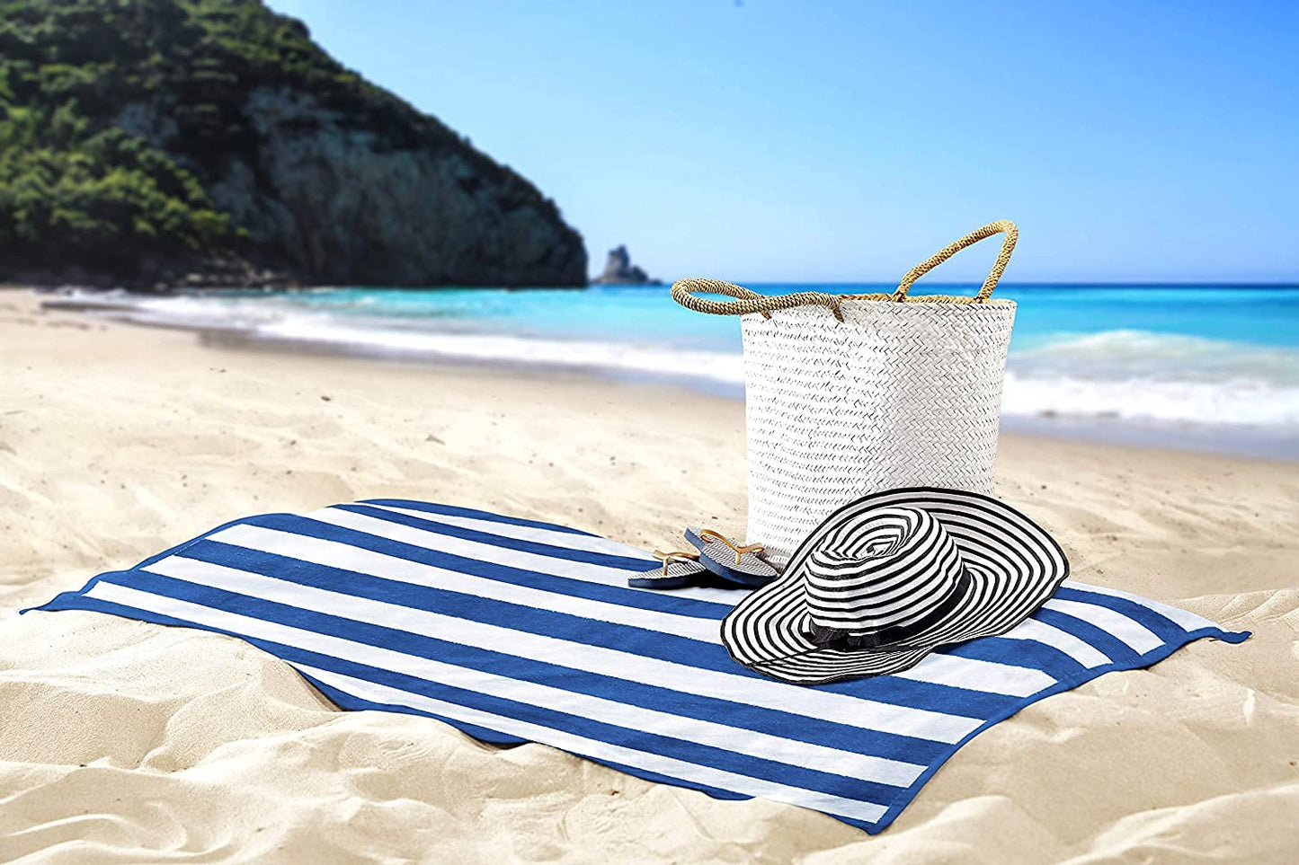 Utopia Towels 24 Pack Cabana Stripe Beach Towel, 30 by 60 Inches, Oversized 100% Ringspun Cotton Pool Towels, Highly Absorbent Bath Towels for Beach