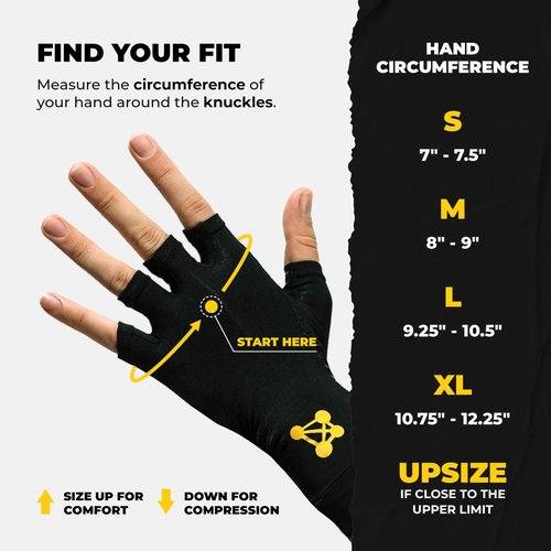 CopperJoint Pair Compression Arthritis Gloves for Women for Pain Relief, (Medium) Fingerless Hand Compression, Carpal Tunnel Relief Gloves for Men- Breathable Copper Hand Brace, Wrist Sleeves Support