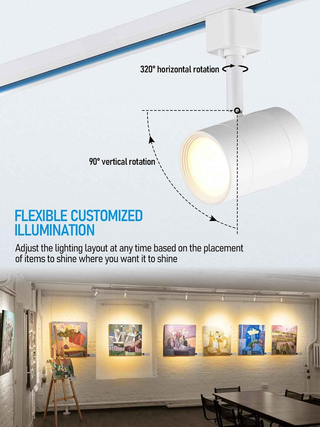 8.5W Dimmable LED H Track Lighting Heads - 4000K Cool White, CRI90, Pack of 4