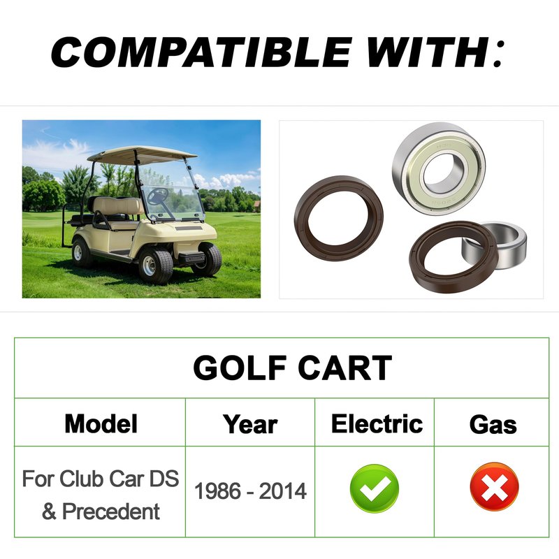 10L0L Golf Cart Rear Axle Bearing Bushing & Oil Seal Kit Fuel Seal Fit for Club Car DS & Precedent 1986-2014 Electric, Bearing Shaft Kit Replace OEM 1011291 1014207 1013794