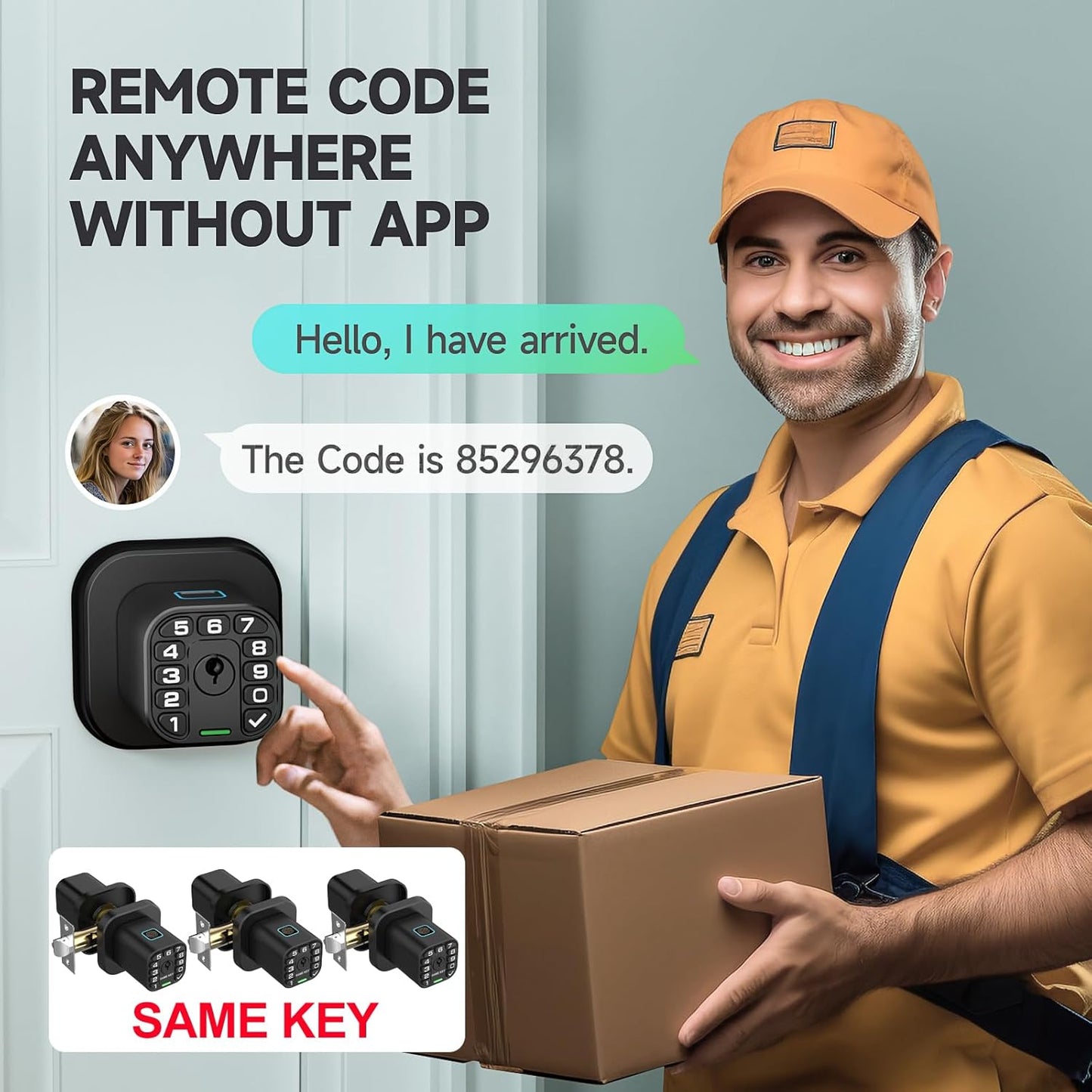 Smart Biometric Fingerprint Door Lock with Keypad - Keyless Entry, Waterproof, Auto Lock - Matte Black