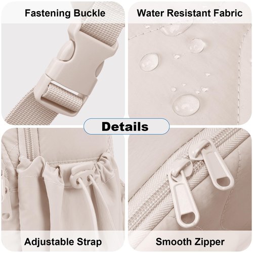 JUNGYOON Sling Bag for Women - Lightweight Quilted Crossbody Bag with Secure Anti-Theft Pocket, Perfect Shoulder Bag for Commute Travel & Daily Adventures (Beige-Small)