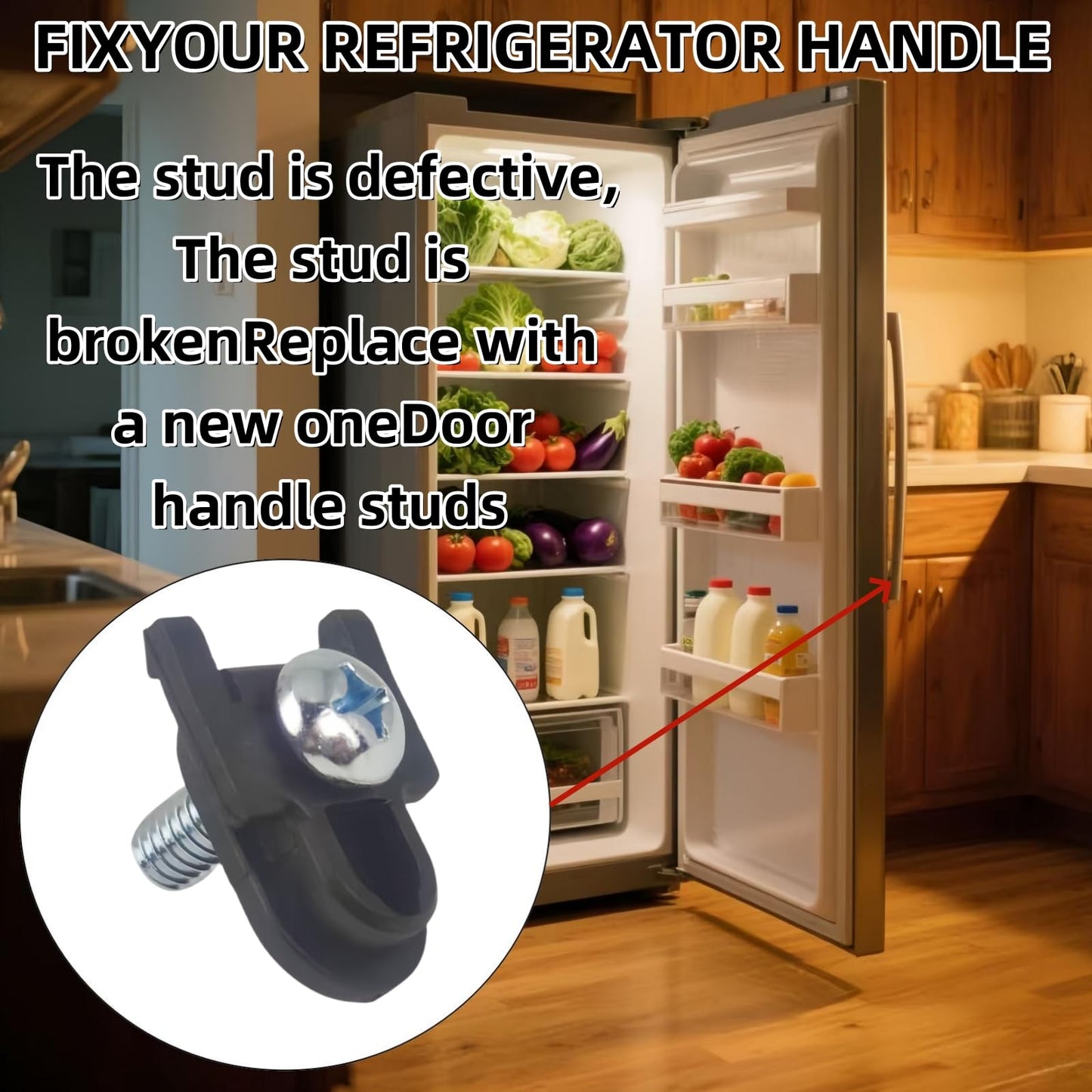 WR01X39781 Refrigerator Door Handle Fastener (2-Pack) – Compatible with GE Freezer & Refrigerator Handles – Replaces AP7175647, WR01X25070 – Durable Black Replacement Parts