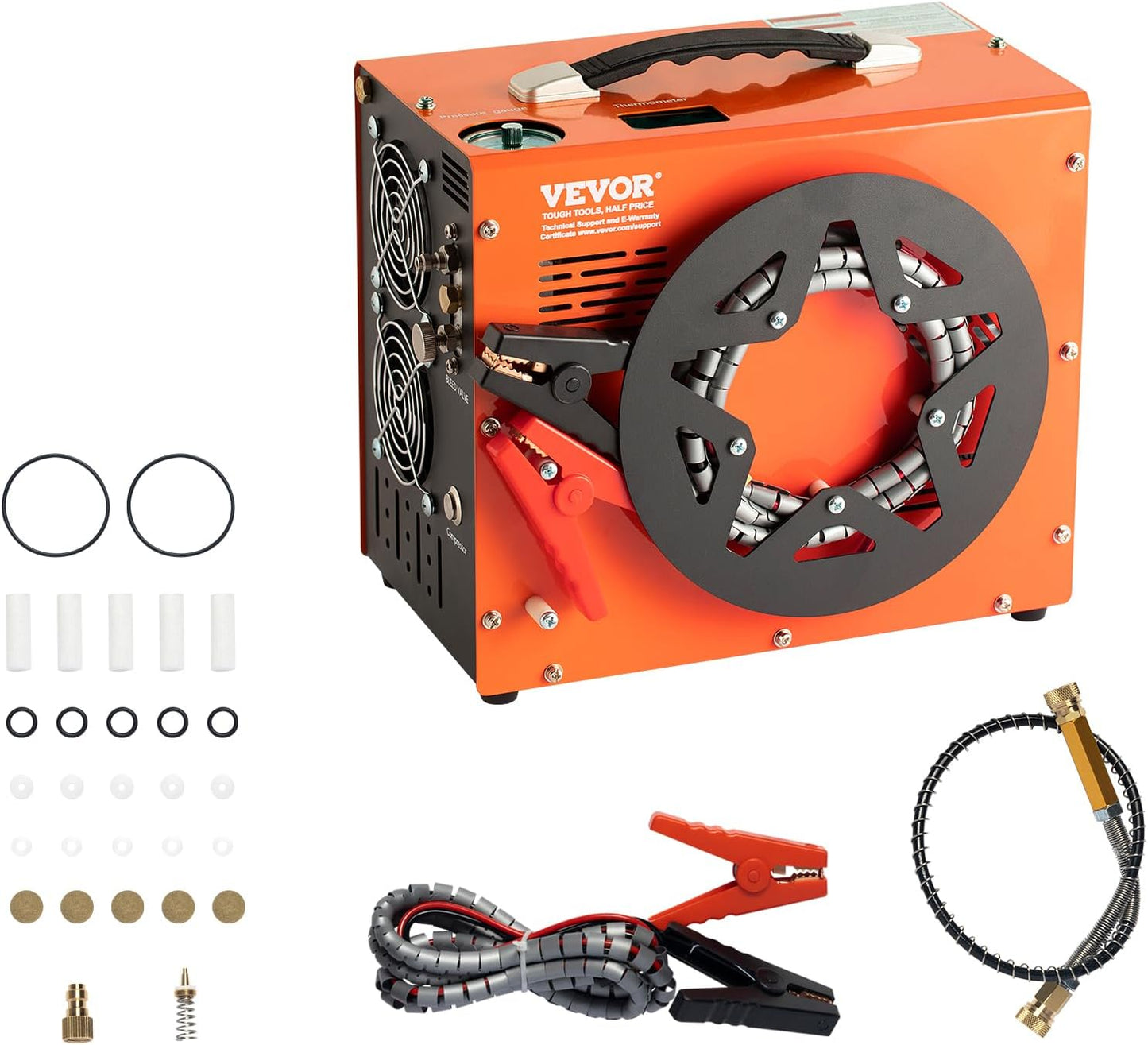 VEVOR PCP Air Compressor - 4500PSI Portable Airgun Compressor with Auto-Stop | DC12V/AC120V | Oil & Water-Free