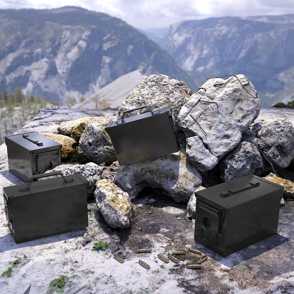 PATRON Metal Ammo Can - Waterproof Storage Box for 30 & 50 Caliber Shotgun & Rifle Ammunition | Black/Green