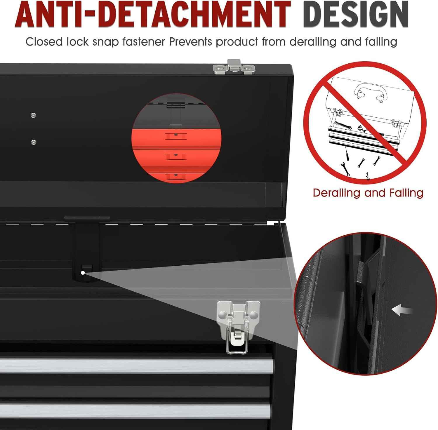 Portable Pink 3-Drawer Steel Tool Box with Locking System for Tool Storage