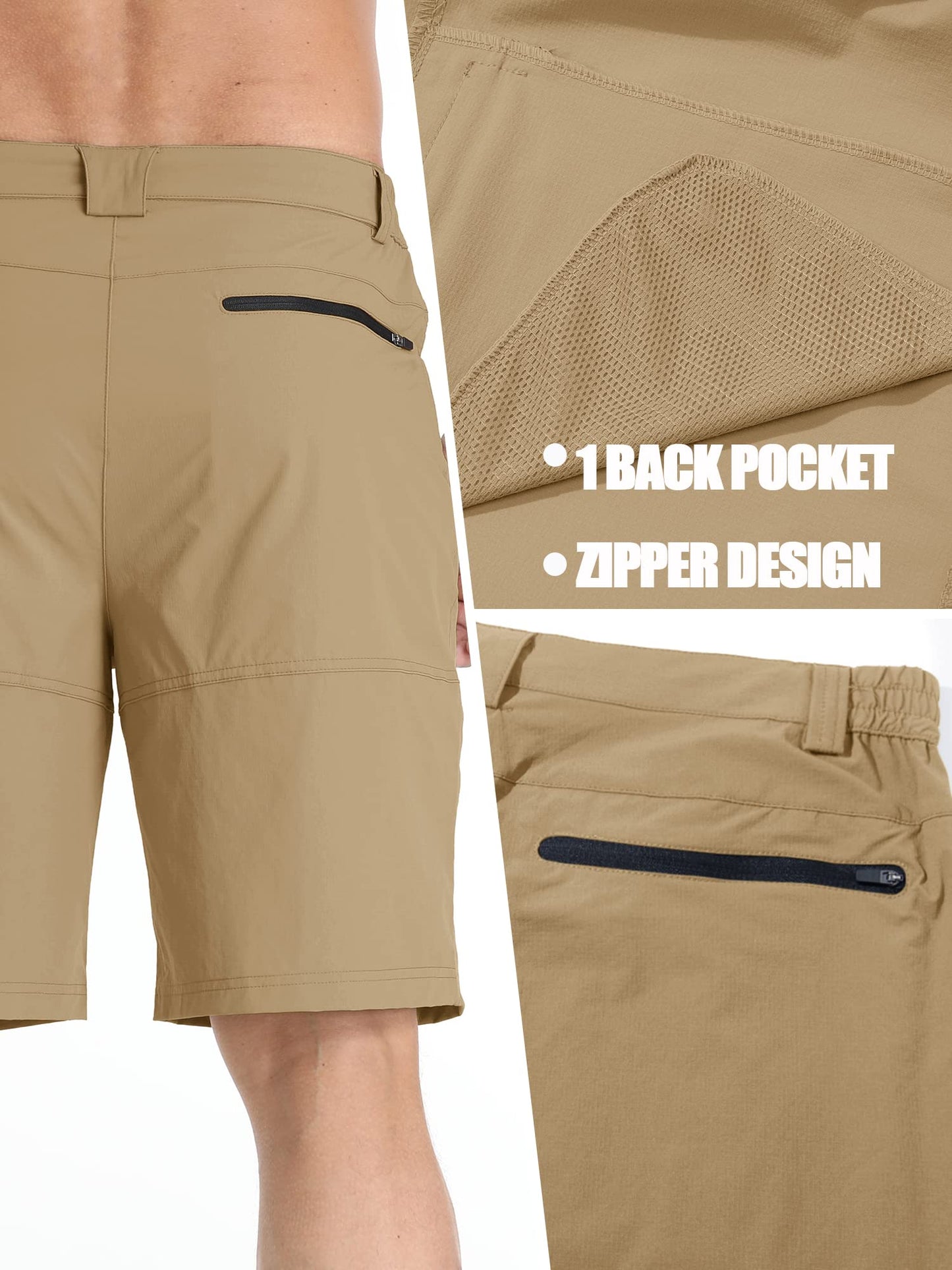 TACVASEN Mens Hiking Cargo Shorts 10" Waterproof Breathable Travel Work