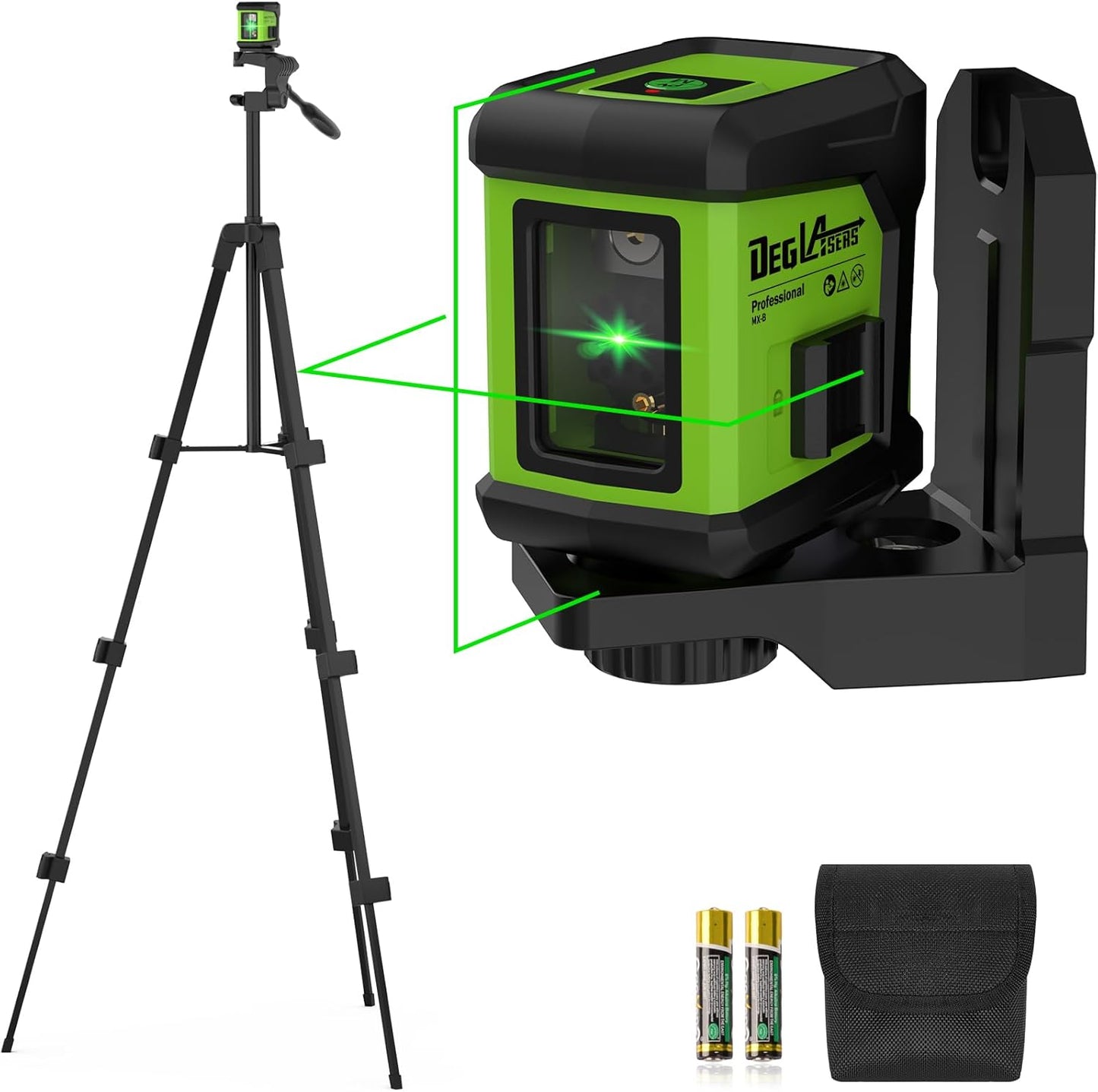 DEGLASERS Green Self-Leveling Laser Level with Tripod - 100ft Cross Line Tool for Home Renovation & Picture Hanging