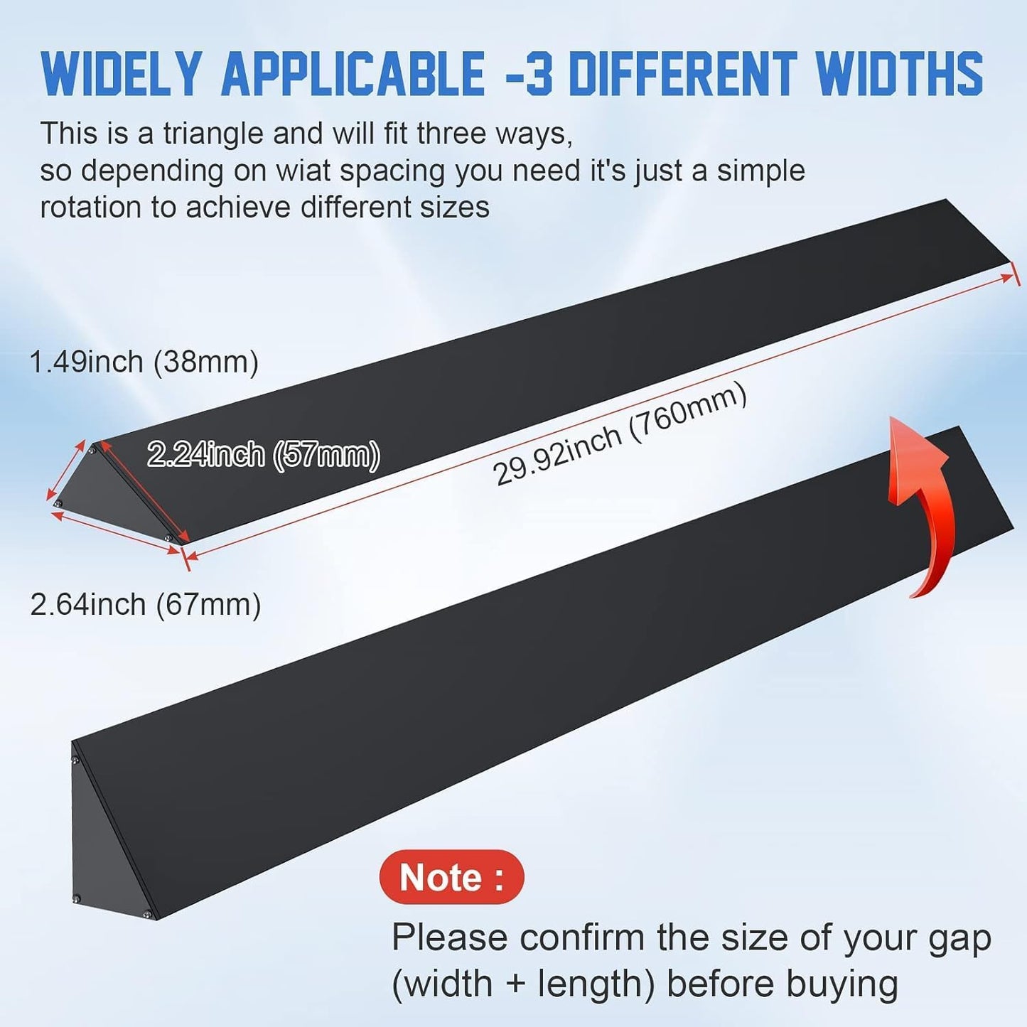 30” Slide-in Range Rear Filler Kit - Universal Triangular Cooktop Trim for Whirlpool & More - Durable Black Aluminum