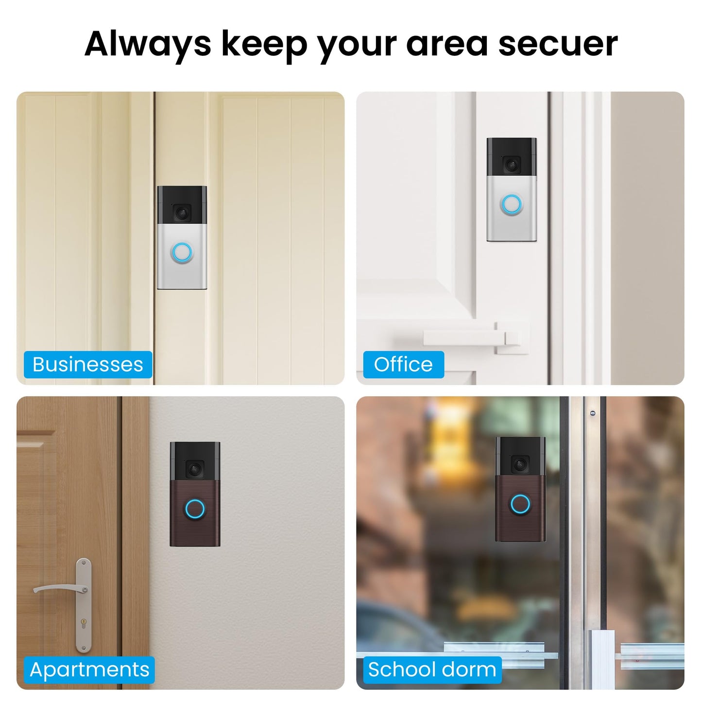 No-Drill Adhesive Video Doorbell Mount Compatible with Ring Battery Doorbell (2024 Release), Door Mounting Holder Bracket Accessories for Apartments Office Houses (1 Pack)