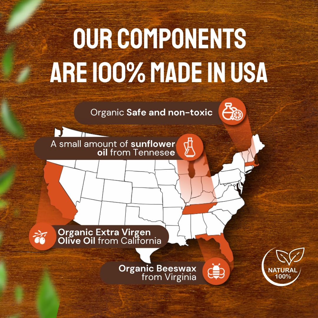 Sunvara Beeswax For Cutting Board Food Grade Beeswax furniture Polish Handmade in Virginia 100% Pure Local Source Beeswax Natural (2 Oz)