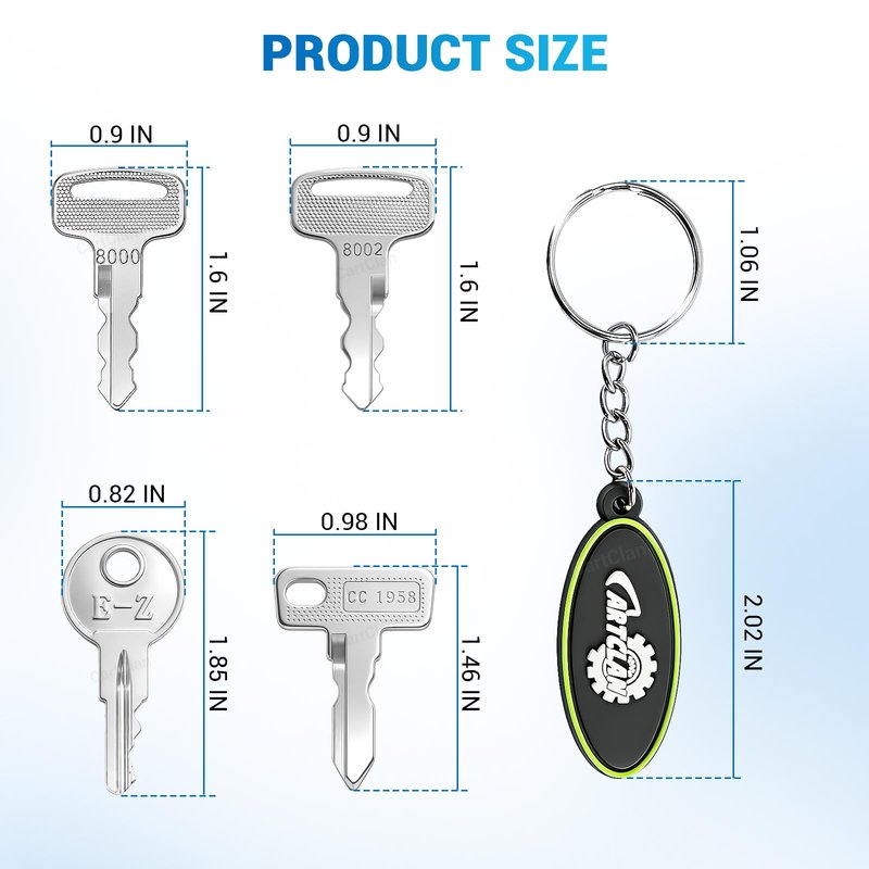 CartClan Golf Cart Keys Set (8PCS),Golf Cart Replacement Keys Suitable for Club Car/EZGO/Yamaha Golf Carts, OEM#1012505 17063-G1 JU2-H2511-00 JU6-H2511-10