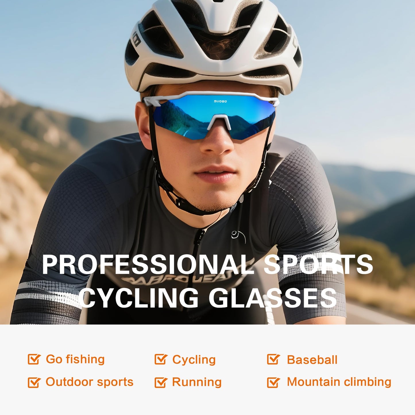 suoso Polarized Sports Sunglasses for Men: Women UV Protection youth Cycling Running Baseball Sun Glasses Softball Goggles - Green