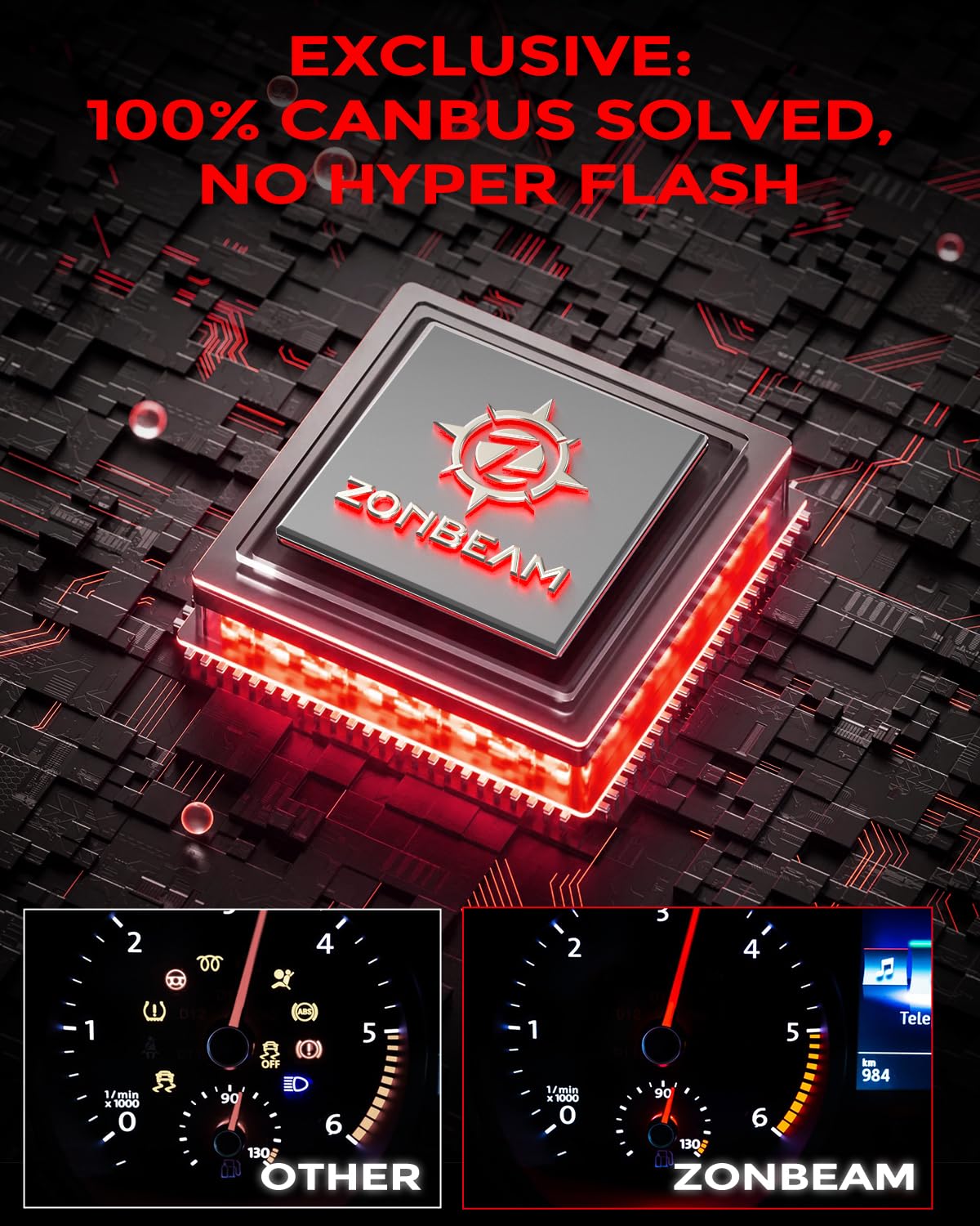 ZONBEAM 4257 WT21/7W Red LED Brake Tail Light Bulbs for Ford Maverick 2022-2025 - CANBUS Error Free (Plug-and-Play),No Hyper Flash - Powerful & Super Bright with Cooling Fan Design