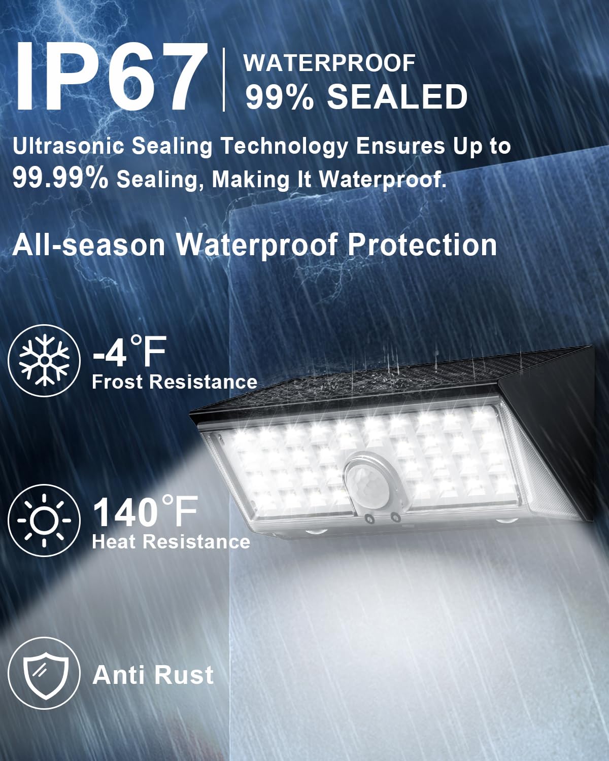 4-in-1 Solar Motion Lights Outdoor - 150° Wide Angle, 4 Modes, White & Warm Light, IP67 Waterproof, Fence, Wall, Step & Deck Light for Yard, Garden, Pathway