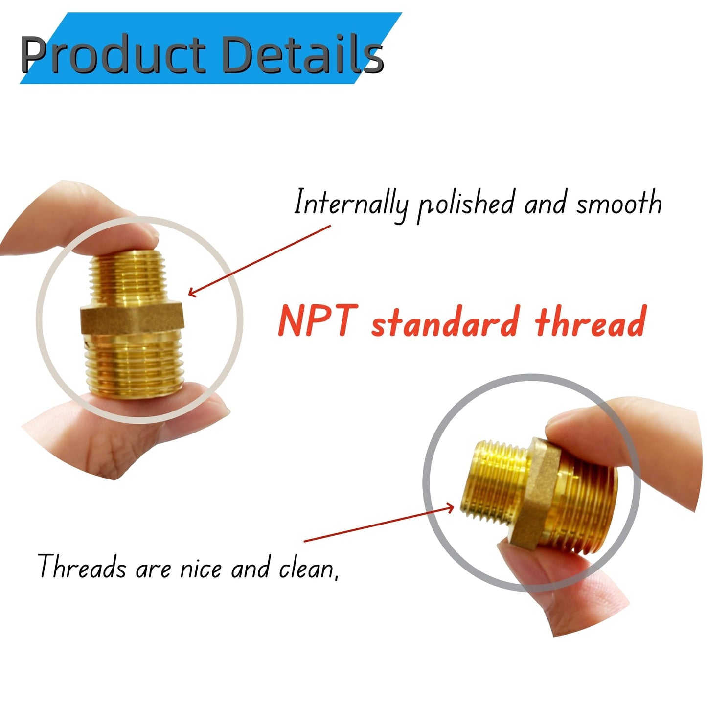 3pcs 3/4'' NPT x 1/2'' NPT Brass Hex Nipple,Brass Reducer 3/4 to 1/2 Adapter Pipe Fitting Reducing Solid Hex Nipple,3/4 male to 1/2 male Reducer Pipe Fitting for Connect Gas Water Pipe Systems