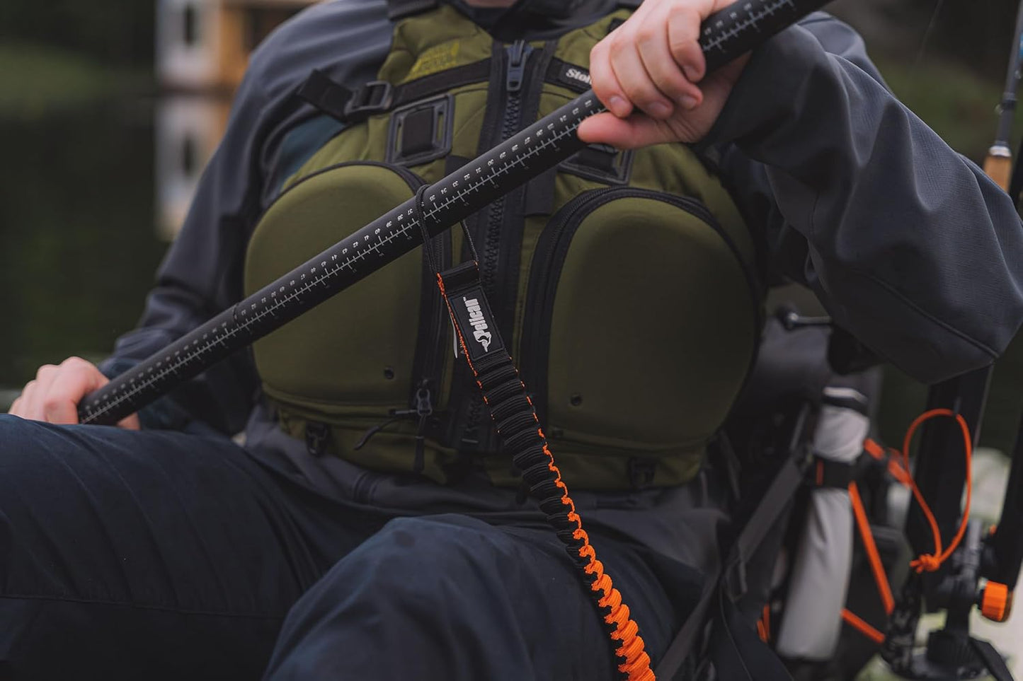 Pelican Paddle Leash - Stretchable Coiled Fishing Rod Holder for Kayak & SUP Paddles