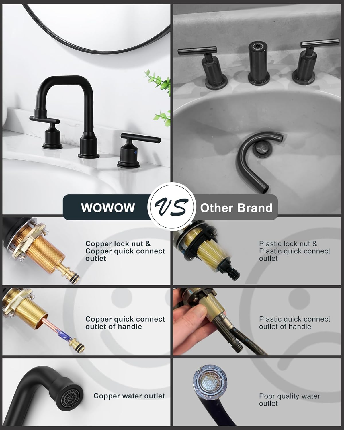 Brushed Nickel 8-Inch Widespread Bathroom Faucet with 360° Swivel Spout - Modern 2 Handle Lavatory Sink Fixture