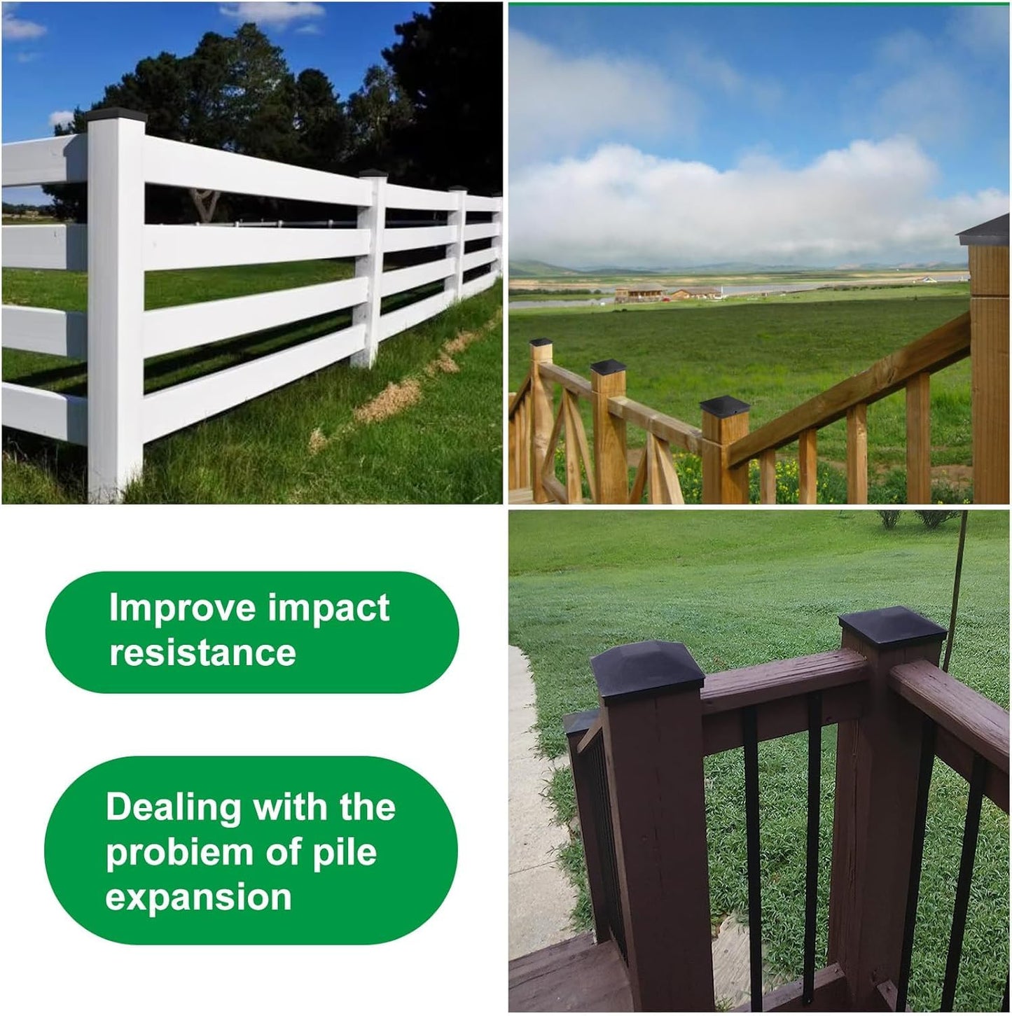 4x4 (3.5inx3.5in) Fence Post Caps, Deck Post Plastic Caps with Screws, Keep Post from Cracking and Rotting, for Outdoor Post Caps Cover, Fence Wood Post, Decking, Corridors, Waterproof (12 Pack)