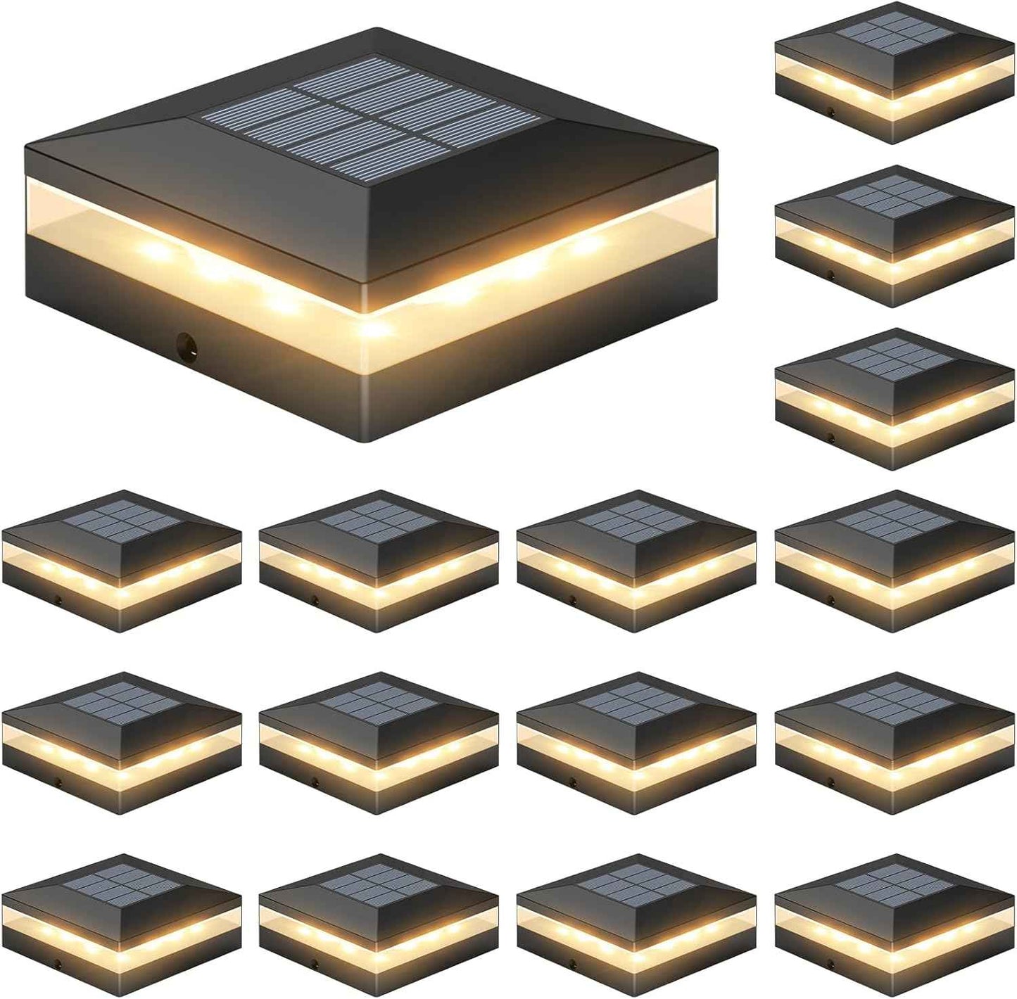 Solar Post Cap Lights - 12 Pack with 72 LEDs, 3 Color Modes, Waterproof for 4x4 Fence & Deck