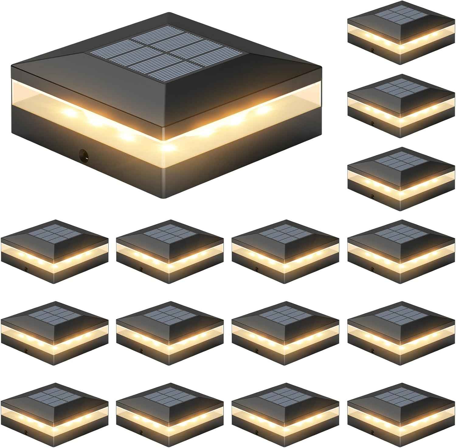 Solar Post Cap Lights - 12 Pack with 72 LEDs, 3 Color Modes, Waterproof for 4x4 Fence & Deck