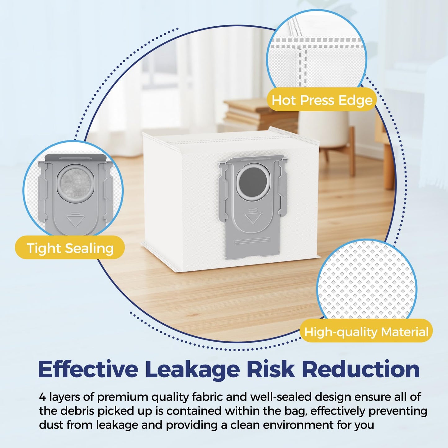 12 Pack Q7 Dust Bags Compatible with Roborock Q7 M5+, Q7 Max+, S8 Pro Ultra, S7 Max Ultra, Q10 S5+, Q10 X5+, Q8 Max+, Q5 Max+, Q5 Pro+, Q5 Pro, Q5+, 3.6L Vaccum Bag for S8+, S7 MaxV Ultra, Q5, Q7+