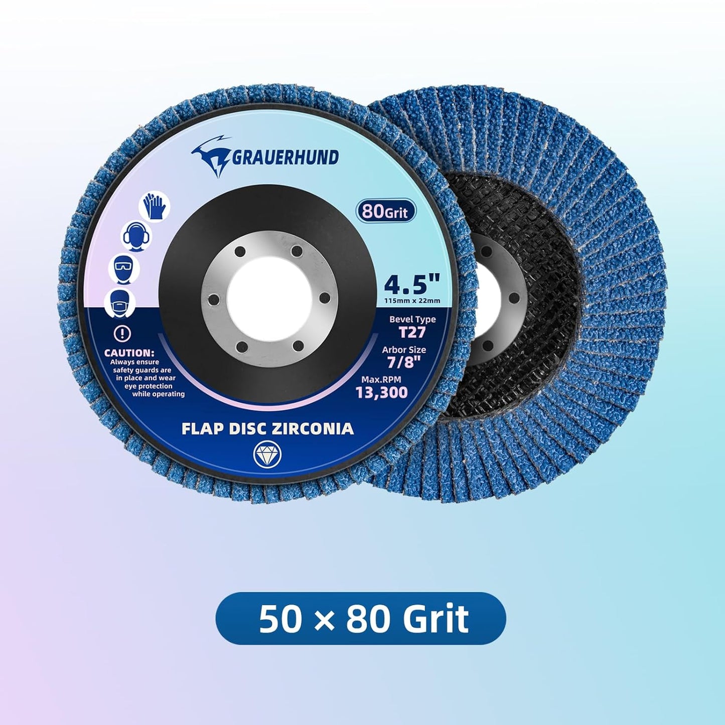 4.5-Inch Flap Discs - 50 Pack Zirconia Sanding Discs for Angle Grinder, T27, Grits 40-120