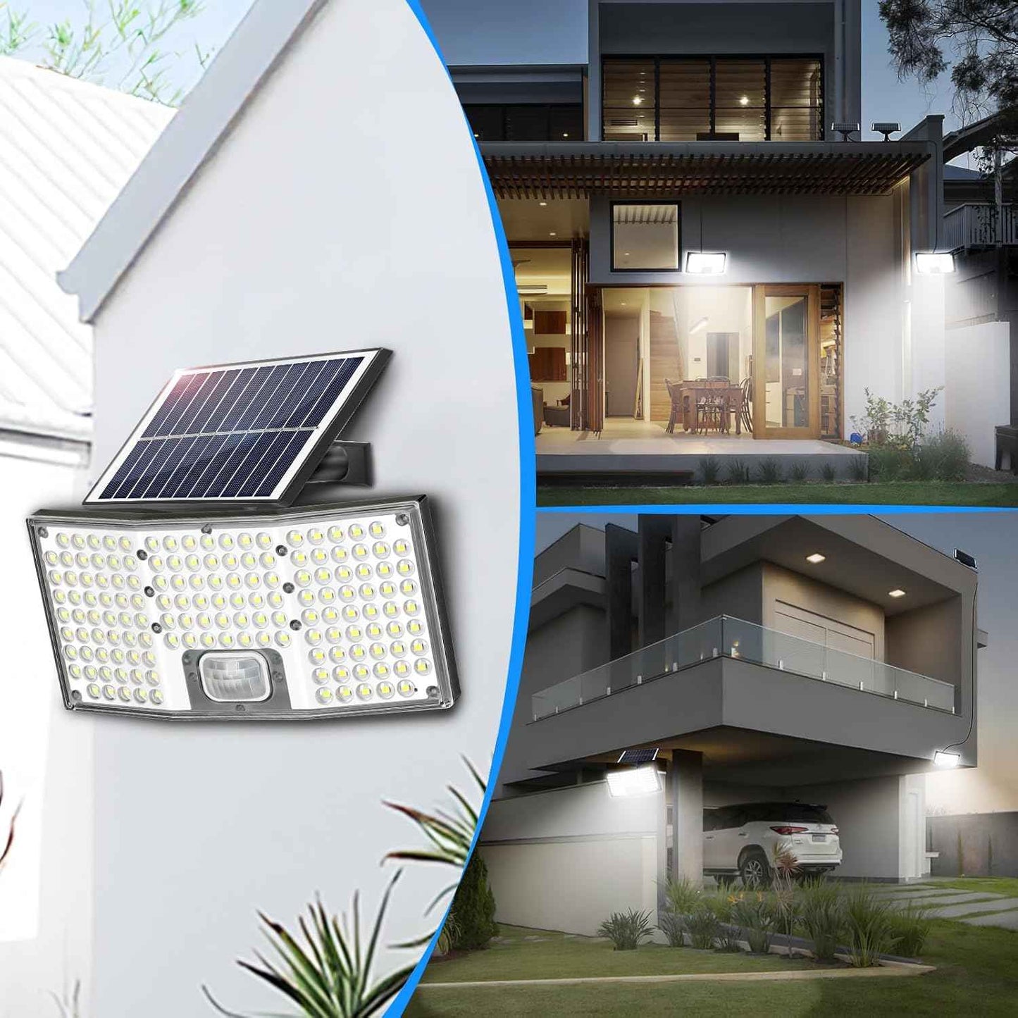 4000LM Solar Flood Lights Outdoor - 4-Pack Motion Sensor LED Security Lights with Remote, Waterproof Dusk to Dawn, 3 Modes, 16.4FT Cable for Yard