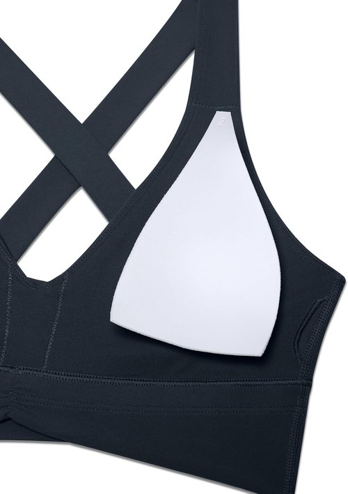 CRZ YOGA Butterluxe Sports Bra - V Neck Padded Longline Crop Top with Ruched Design for Women