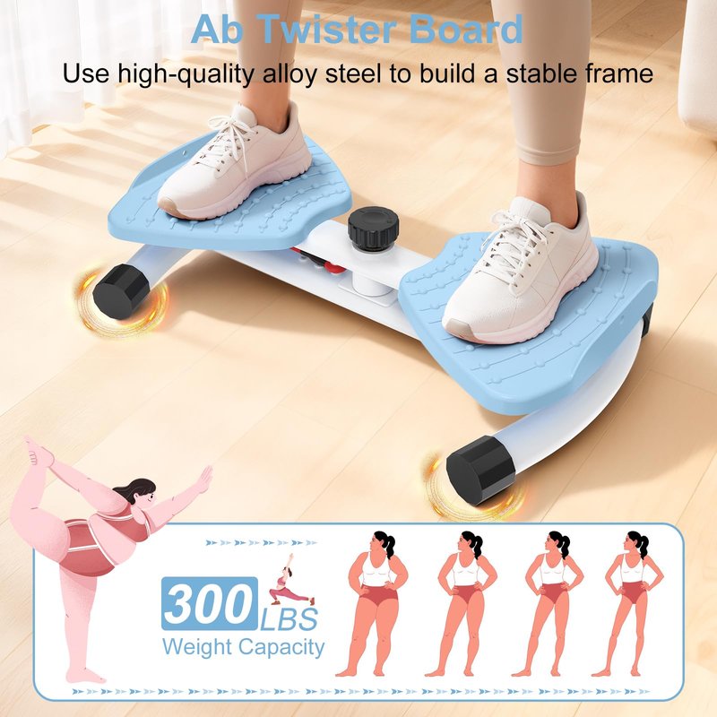 Viphope Waist Twister Machine Exercise, Ab Machine Adjustable Waist Twisting Fitness Tool,Noiseless Ab Twister Board for Women Men,Anti-Slip Home Gym Workout Equipment 300 lbs Weight Capacity-Pink