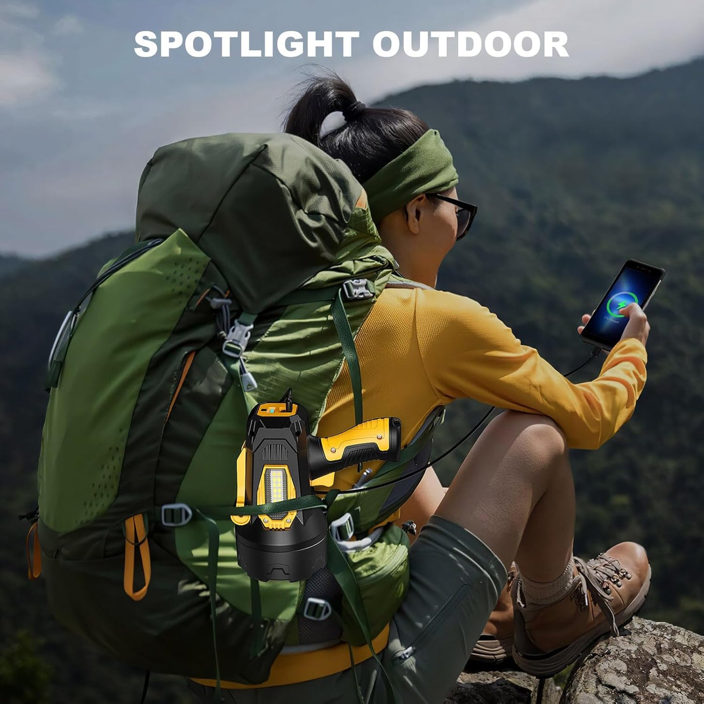 Super Bright 90,000 Lumens Rechargeable LED Spotlight - Handheld Outdoor Flashlight for Hunting, Boating & Camping