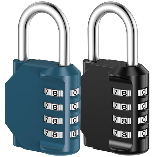 Puroma Combination Lock 2 Pack 4 Digit Waterproof Locker Locks Secure Outdoor Padlock for Gym Lockers, Toolboxes, Gates, Fences, Storage, Sports Locker, Cabinets (Peacock Blue & Black)