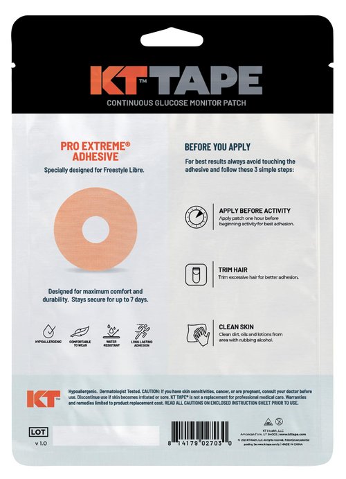 KT Tape, Freestyle Libre CGM Patch, Pro Extreme Water Resistant Adhesive, Ultra-Breathable Synthetic Fabric