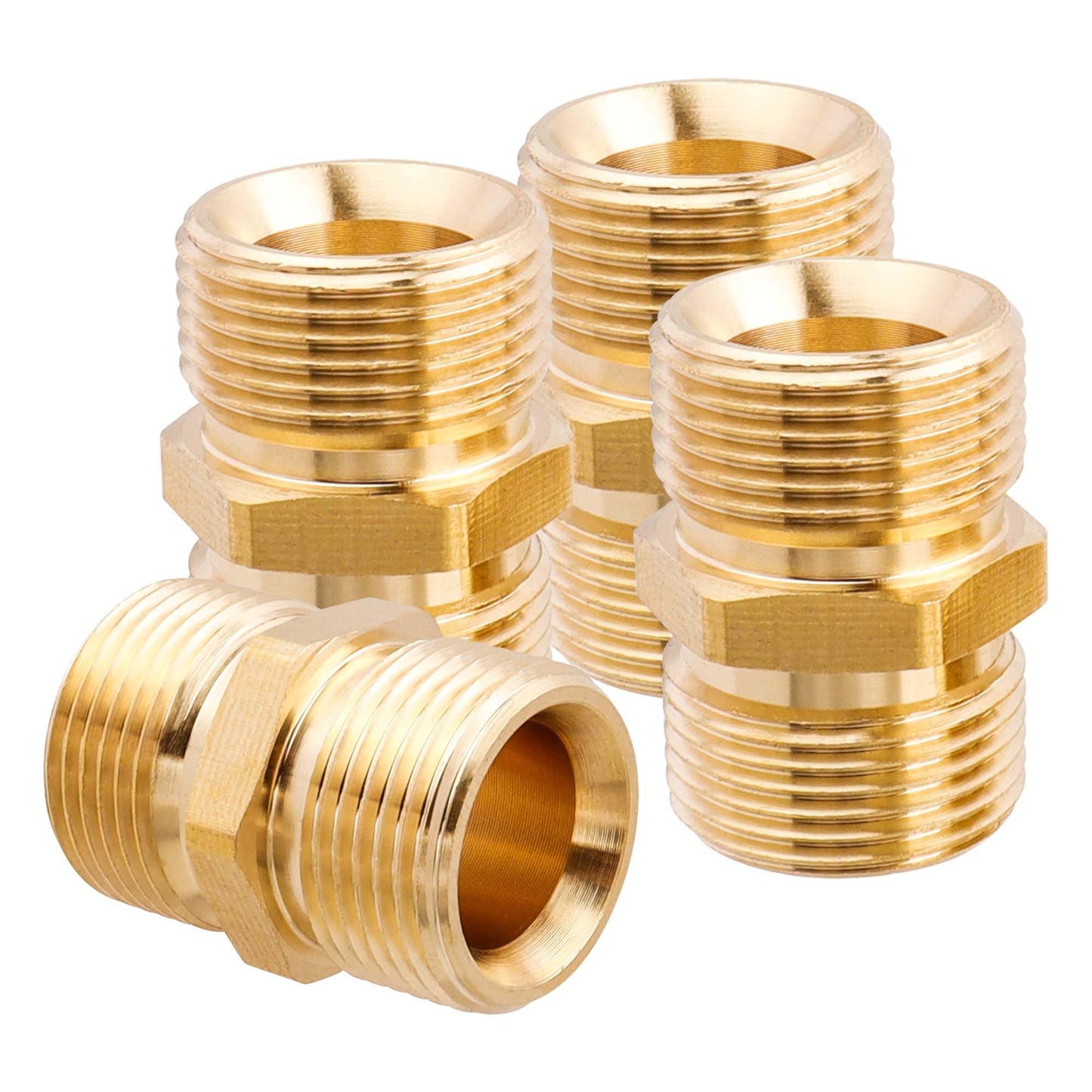 Yakamoz 4Pcs Pressure Washer Hose Adapter, M22-14mm Male Coupler 5000PSI Power Washer Hose Connector Extension Fittings, Heavy Duty Brass, Leak-Free Design