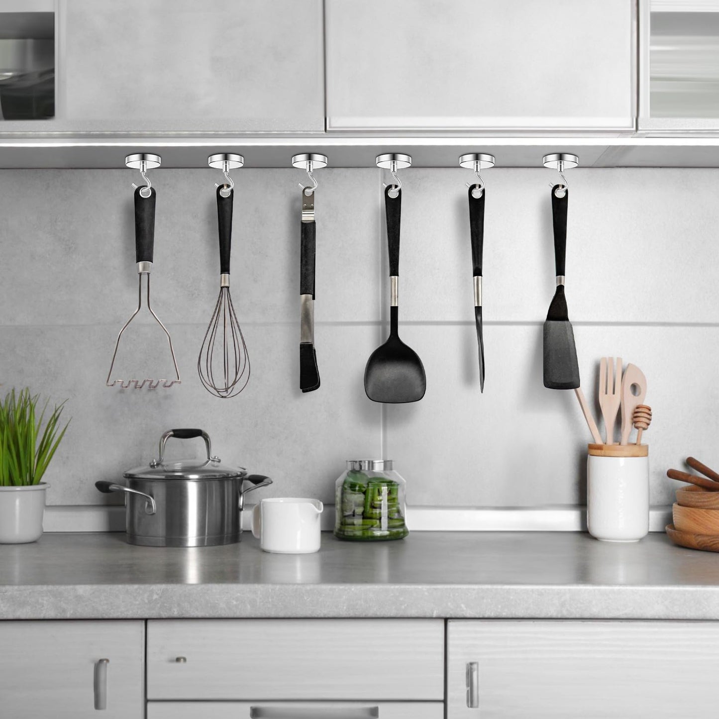 Grtard 110 lbs Magnetic Hooks Heavy Duty, 8 Pack Strong Magnet Hook for Cruise Cabins, Large Magnetic Hooks, Magnets with Hooks for Hanging, Cruise, Curtain, Home, Kitchen, Workplace(Silver)