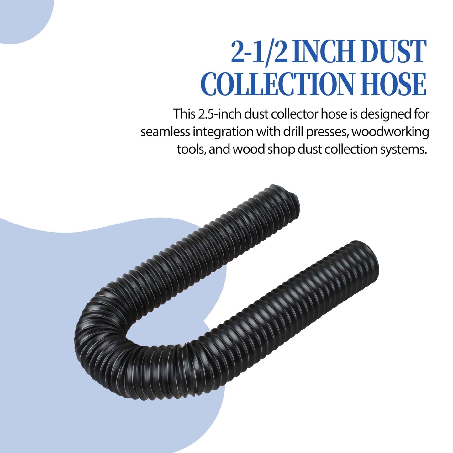 2 1/2'' x 36'' Dust Collection Hose Flexible for Drill Press, Woodworking and Wood Shop Dust Collection System 2.5 Inch Dust Collector Hose 1Pcs