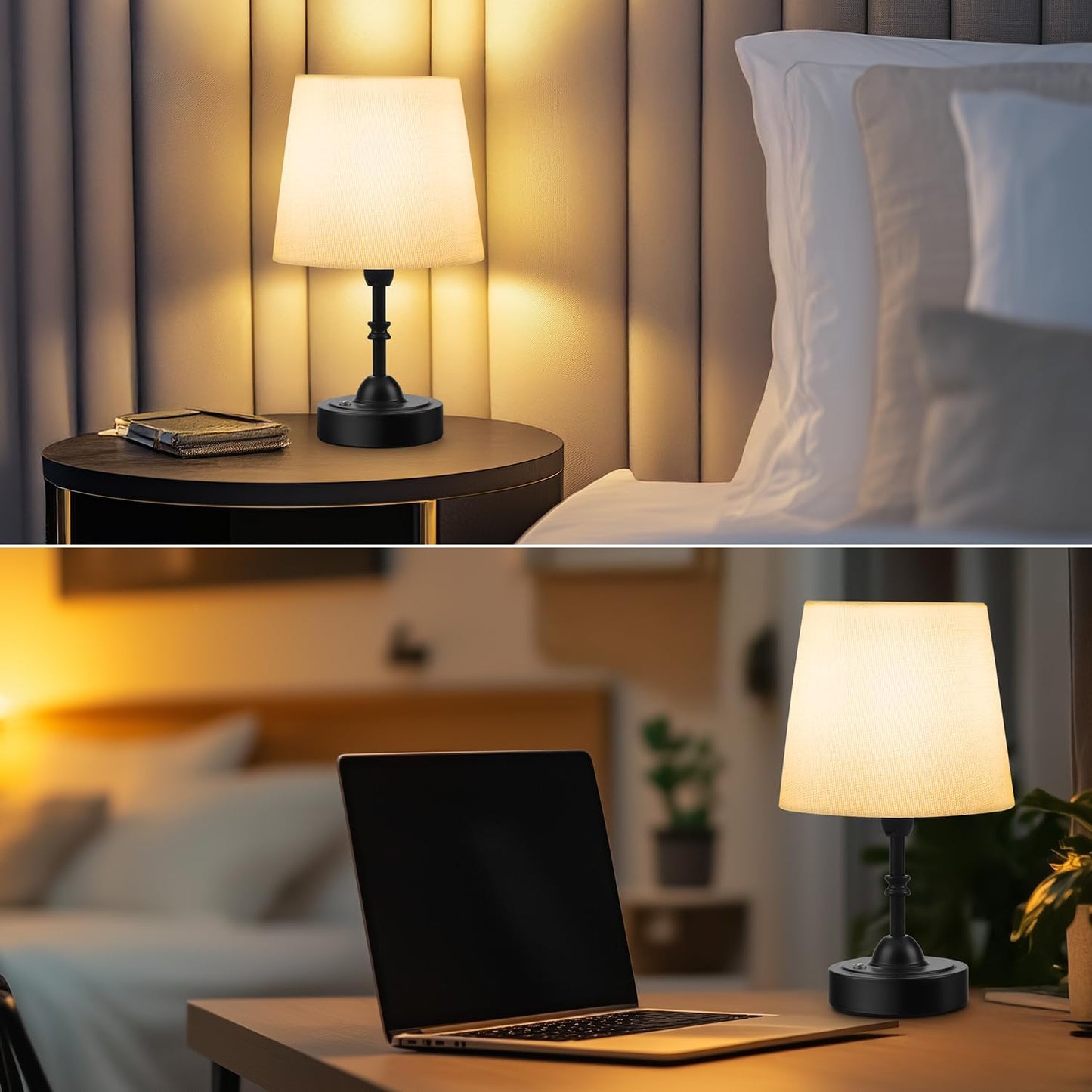 Rechargeable Cordless Touch Table Lamp - 5000mAh Battery, 3-Level Dimmable, Portable Brass Night Light for Home & Patio