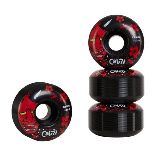 Cal 7 Catch-22 Skateboard Wheels, 52mm & 100A, Black & White Design, Great for Trick, Street & More (Black Oni)