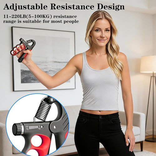 Hand Gripper Strengthener - 11-220LB Adjustable Resistance Grip Trainer for Muscle Building & Recovery