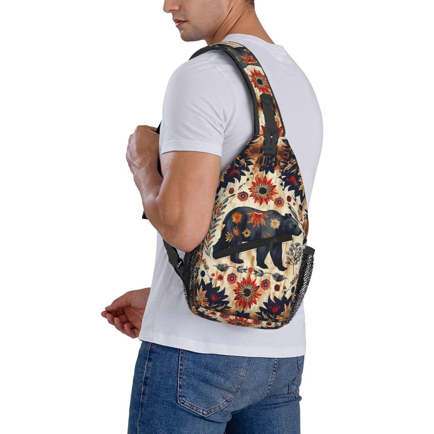Jockphry Native American Indian Sling Backpack Chest Bag Crossbody Shoulder Bag Gym Cycling Travel Hiking Daypack For Men Women
